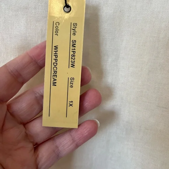 Plus Size MELISSA PAIGE Lagenlook Boho Cream Linen Top Tunic Sz 1X New With Tags - Picture 5 of 10